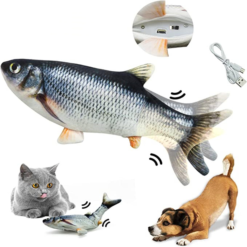 ألعاب القطط على شكل سمكة، تشحن - مراجعة Interactive Squeaky Plush Dog Toy وسعره